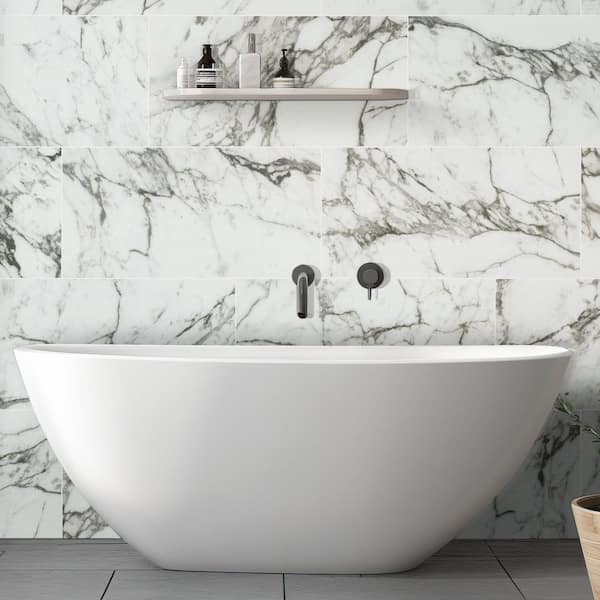 Donatello 16 in. x 32 in. Polished Porcelain Marble Look Floor and Wall Tile (14.2 sq. ft./Case) Donatello 16 in. x 32 in. Polished Porcelain Marble Look Floor and Wall Tile (14.2 sq. ft./Case)