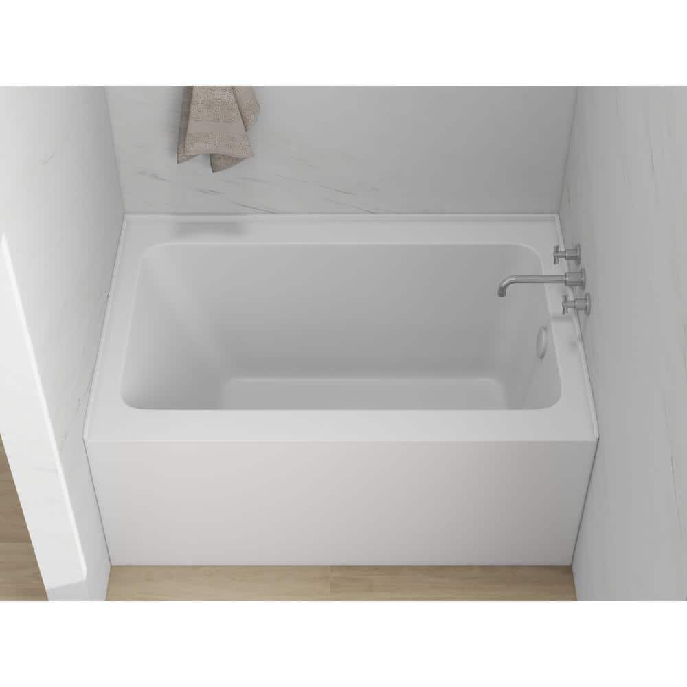 Pure White Acrylic Alcove Soaking Bathtub with Right Drain