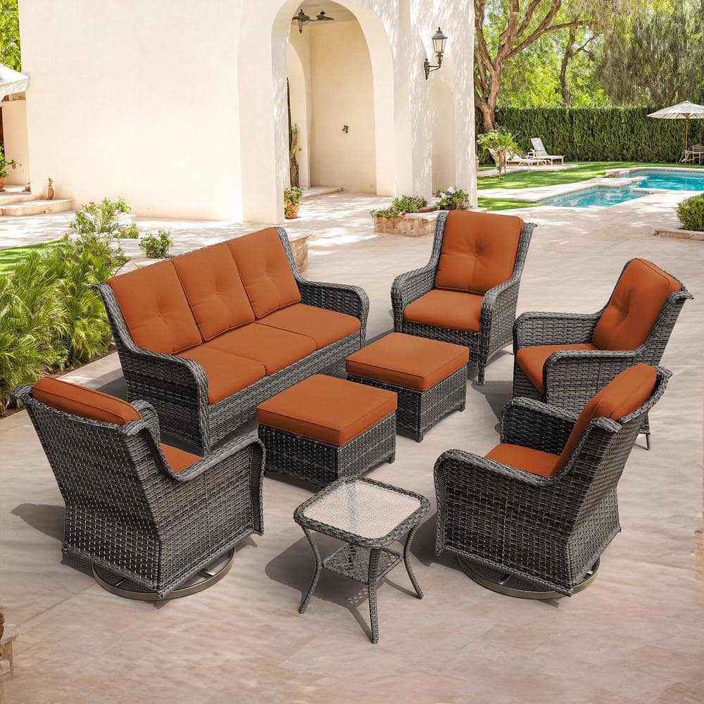 8-Piece Patio Conversation Sofa Set Furniture Sectional Seating Set with Or