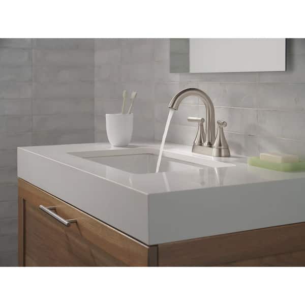 Foundations Design Series Modern 4 in. Centerset Double Handle Bathroom Sink Faucet in Stainless