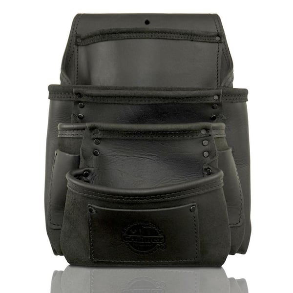 7-Pocket Ambassador Series Black Top Grain Leather Nail and Tool Pouch