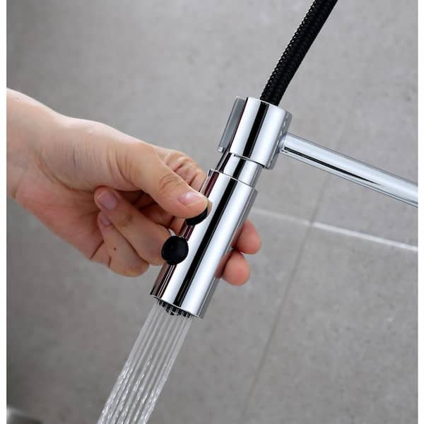 Lincoln Single-Handle Pull Down Sprayer Kitchen Faucet Spring Neck in Chrome