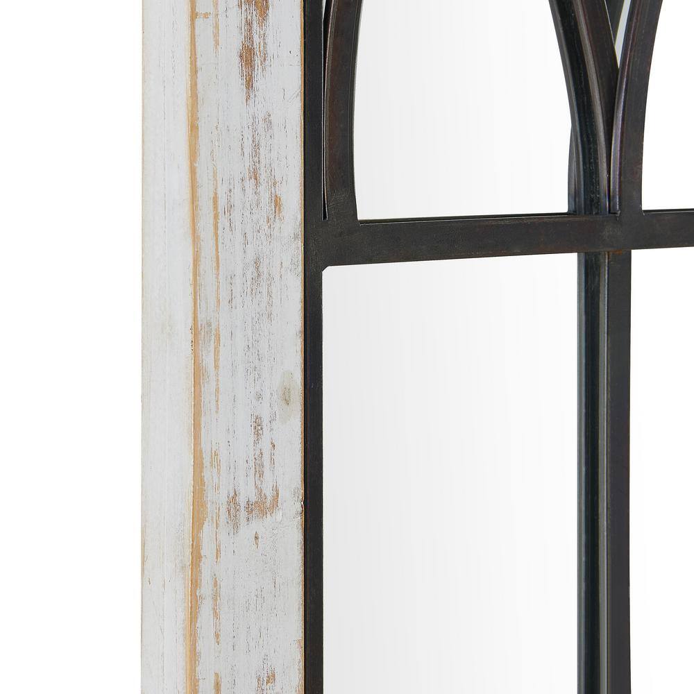 Distressed White Wood Rectangular Arch Wall Mirror