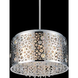 Bubbles 6 Light Drum Shade Chandelier With Chrome Finish