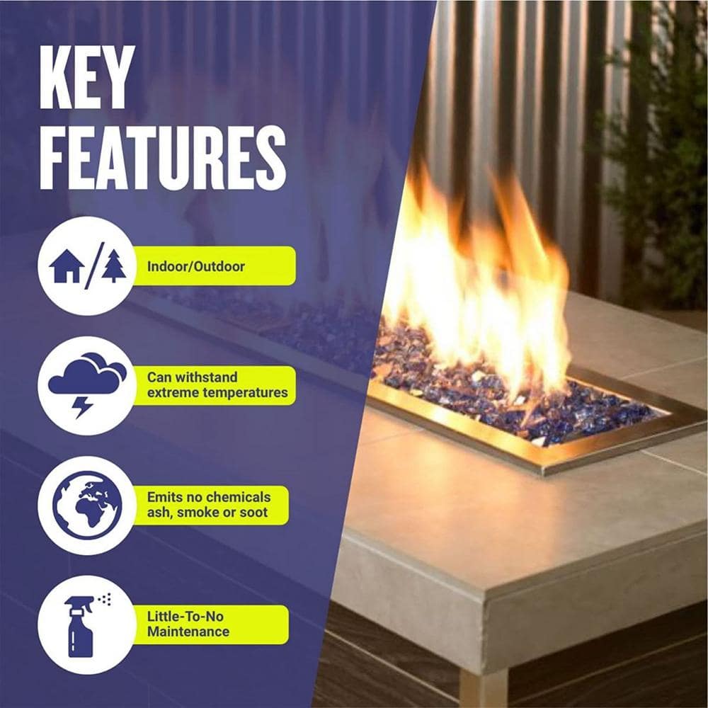 Sapphire Blue Reflective Fire Glass, 10-Pound, 1/2 Inch