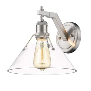 Orwell 10 in. 1-Light Pewter and Clear Glass Wall Sconce