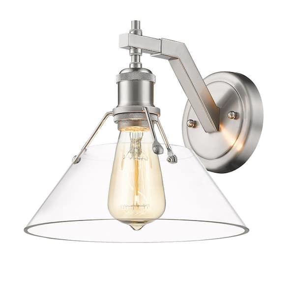 Golden Lighting Orwell 10 in. 1-Light Pewter and Clear Glass Wall Sconce