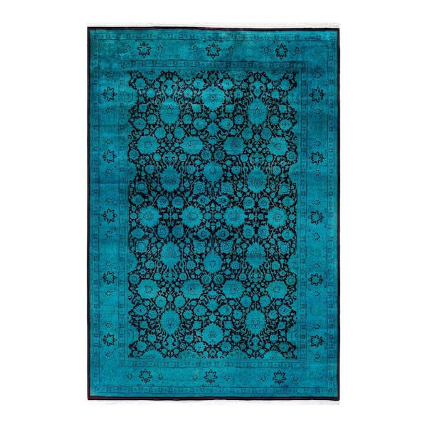 Overdyed Blue 6 ft 2 in x 9 ft Wool Indoor Area Rug