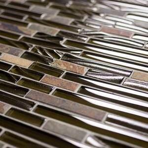 Classic Design Brown Linear Mosaic 12 in. x 12 in. in. Glass and Stone Wall Pool Floor Tile  (11.22 sq. ft.)