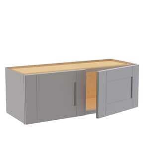 Washington Veiled Gray Plywood Shaker Assembled Wall Kitchen Cabinet Soft Close 33 W in. 12 D in. 12 in. H