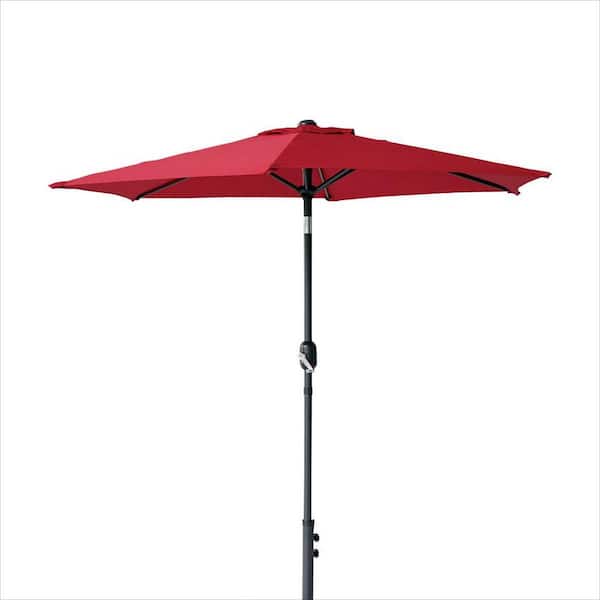 Maincraft 7.5 ft. Iron Patio Market Umbrella in Wine Red