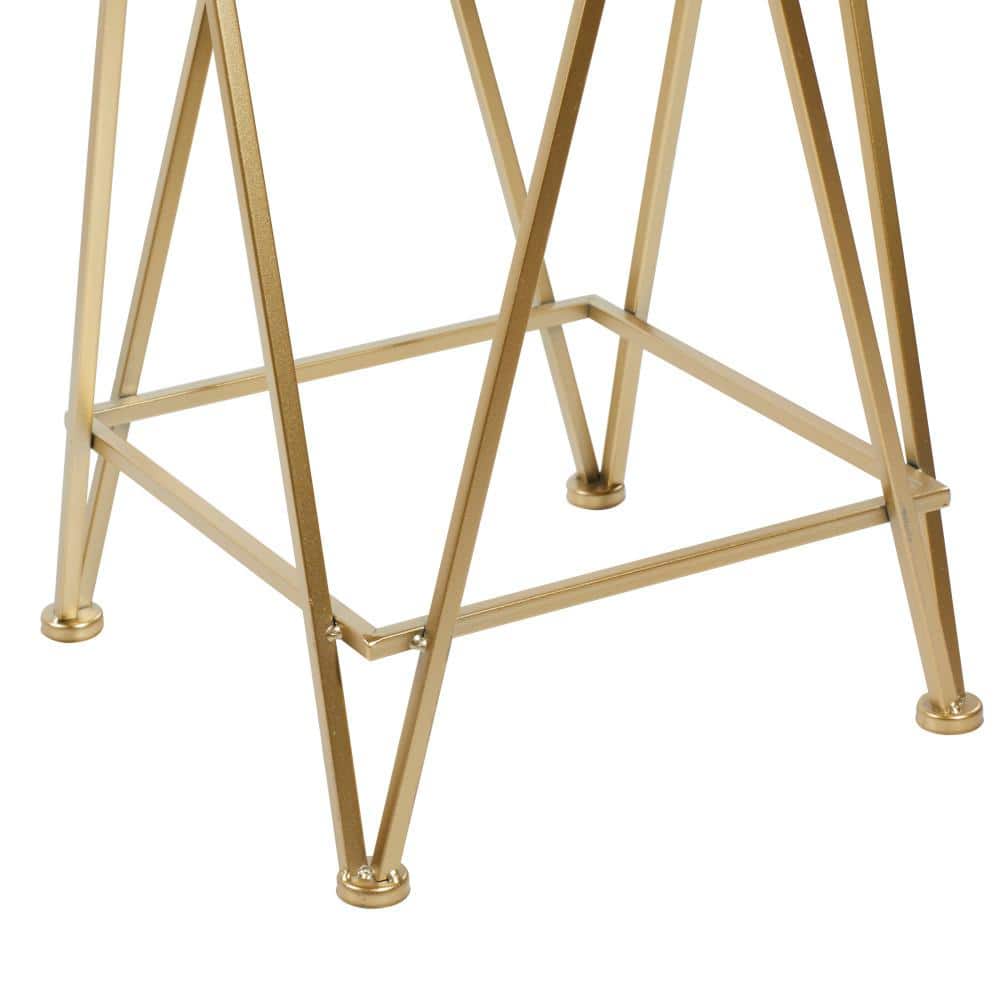 Sleek Gold Metal and Mirrored Glass Square Accent Table Set