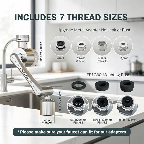 3in. H x 4in. W x 3.5in. D Splash-Proof Sink Faucet Extender with Filter, 1080° Rotating Tap Aerator and 2 Modes Spray