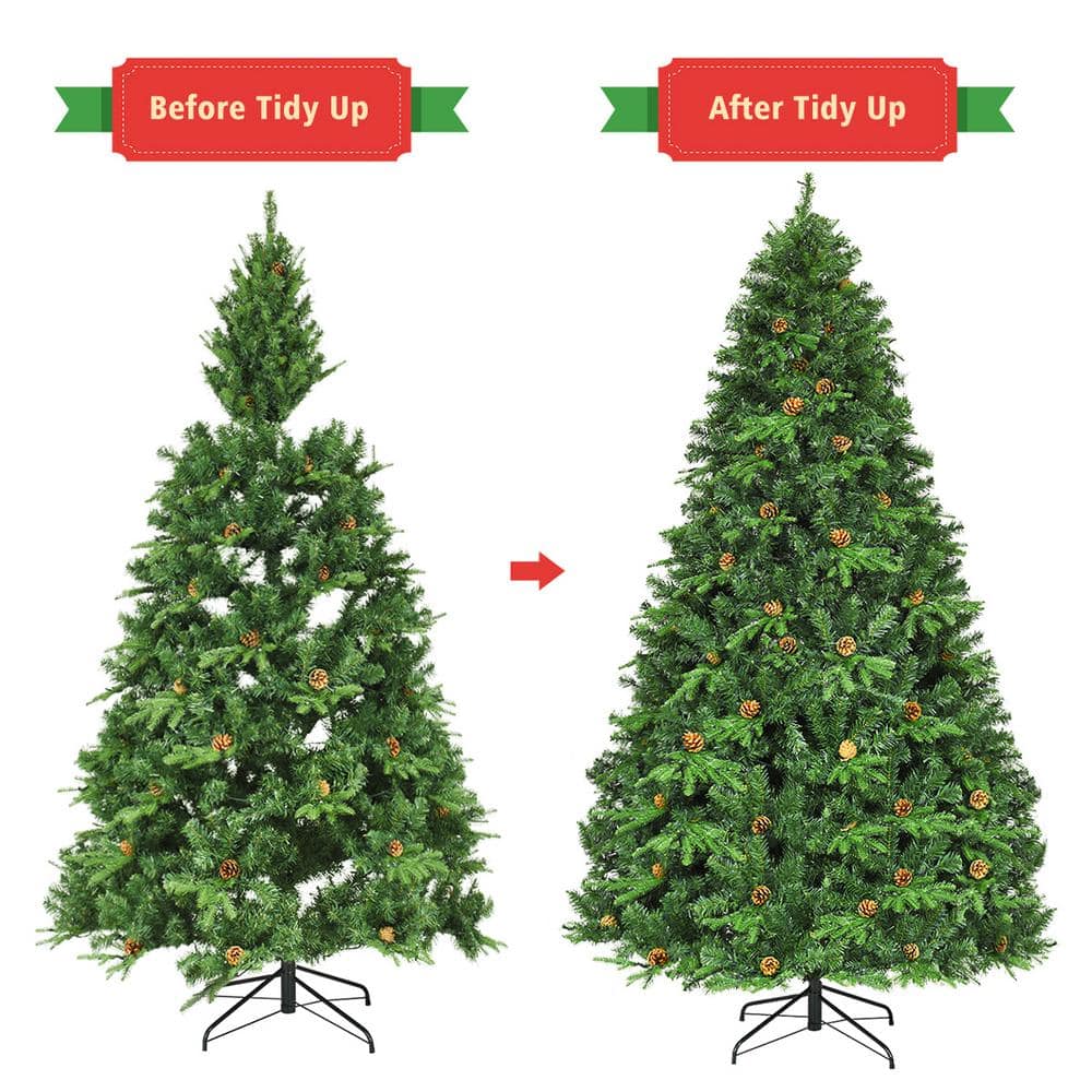 8ft Pre-lit Artificial Pine Christmas Tree with Warm White LED Lights