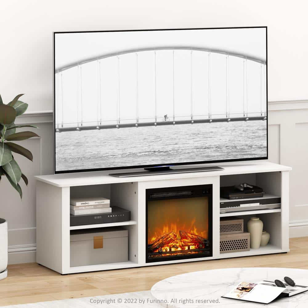 Furinno 63 in. Solid White TV Stand Fits TV's up to 65 in. with ...