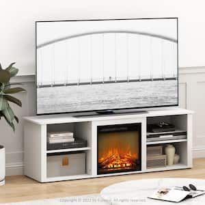63 in. Solid White TV Stand Fits TV's up to 65 in. with Electric Fireplace