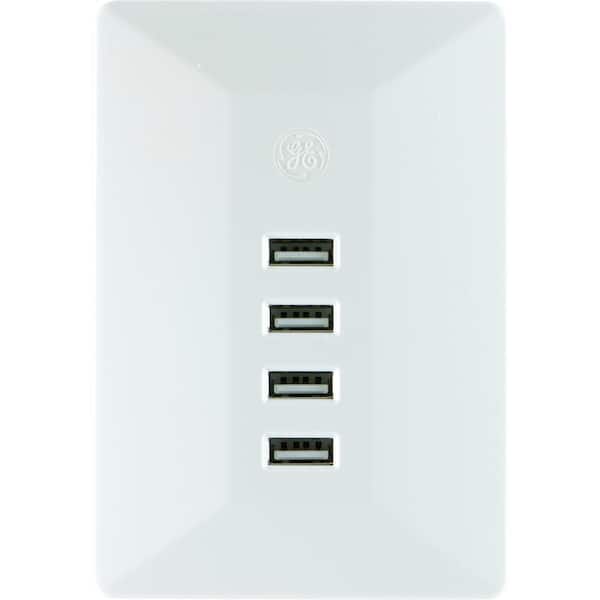 GE 4-USB Outlet Charging Station, White