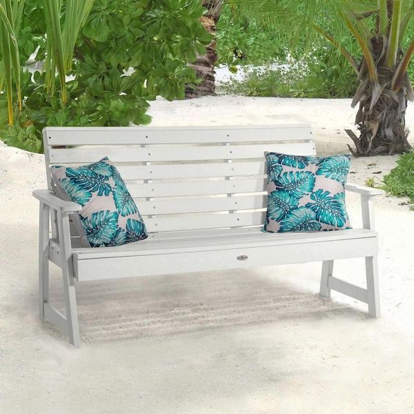 Riverside 5 ft. 2-Person Coconut White Recycled Plastic Garden Bench