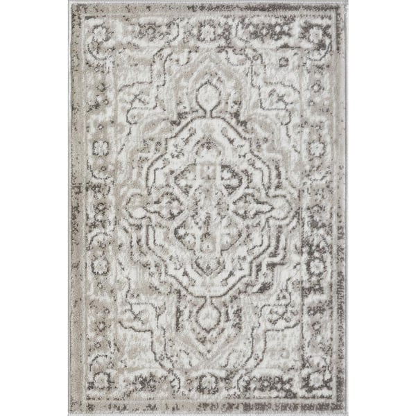 LOOMAKNOTI Rhane Valok Gray 2 ft. x 3 ft. Oriental Polypropylene Area Rug