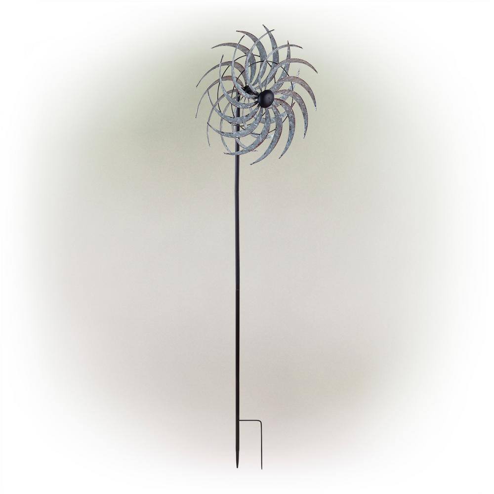 Rustic Galvanized Metal Windmill Garden Stake, 58 Inches