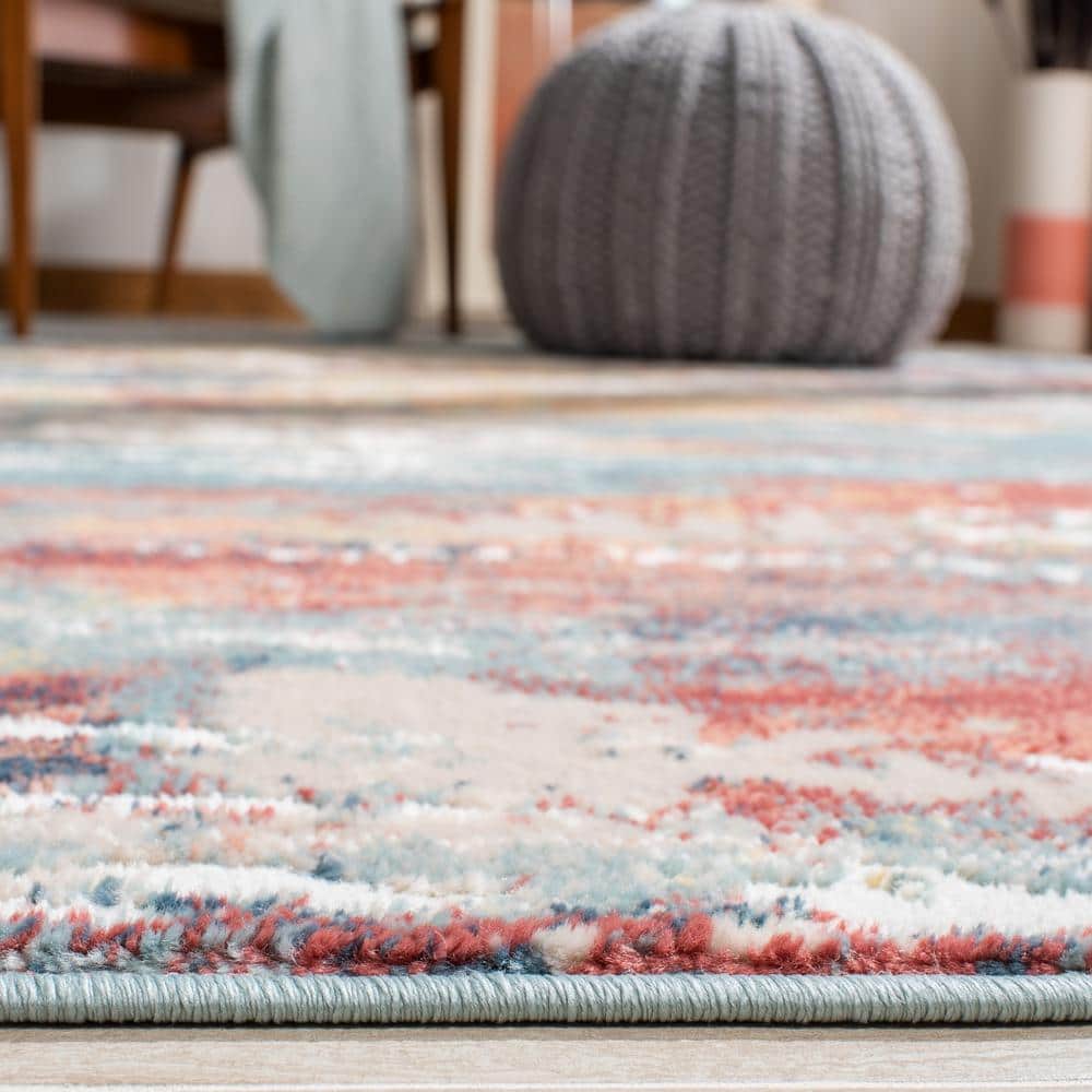 Skyler 8' x 10' Beige and Burgundy Abstract Synthetic Rug