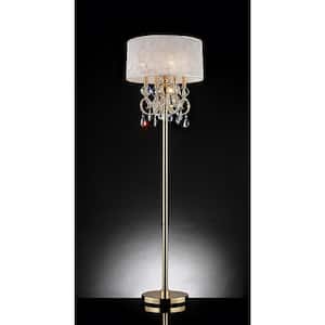 63 in. Aurora Barocco Shade Crystal Gold Floor Lamp