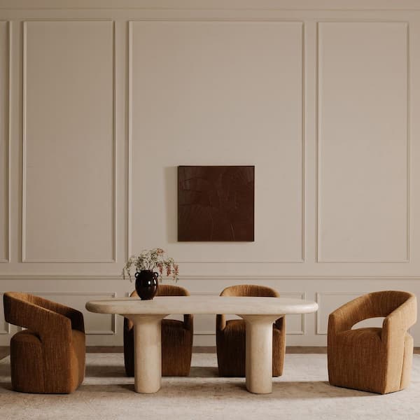 Melisande Amber Glow Polyester Upholstery with Feather and Foam Cushions Dining Chair