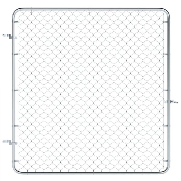 Outsunny 70.9 in. Garden Gate Chain Link Fence Gate, Galvanized Steel Garden Door for Yard Entrance Way, Silver