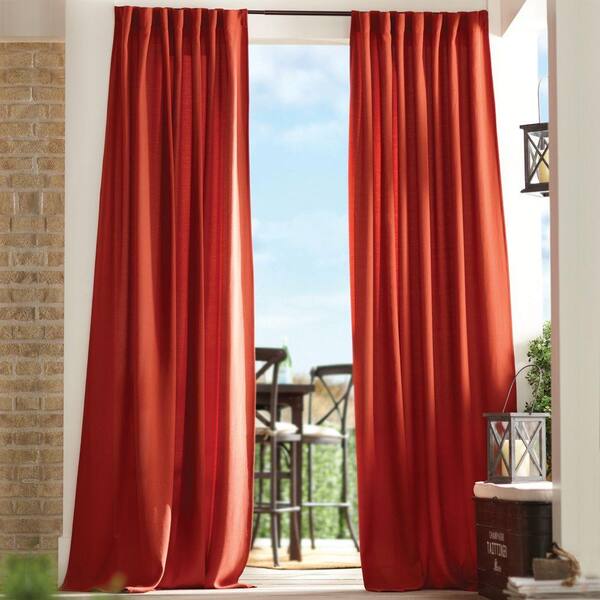 Home Decorators Collection Chili Red Outdoor Back Tab Curtain ( Price Varies by Size)