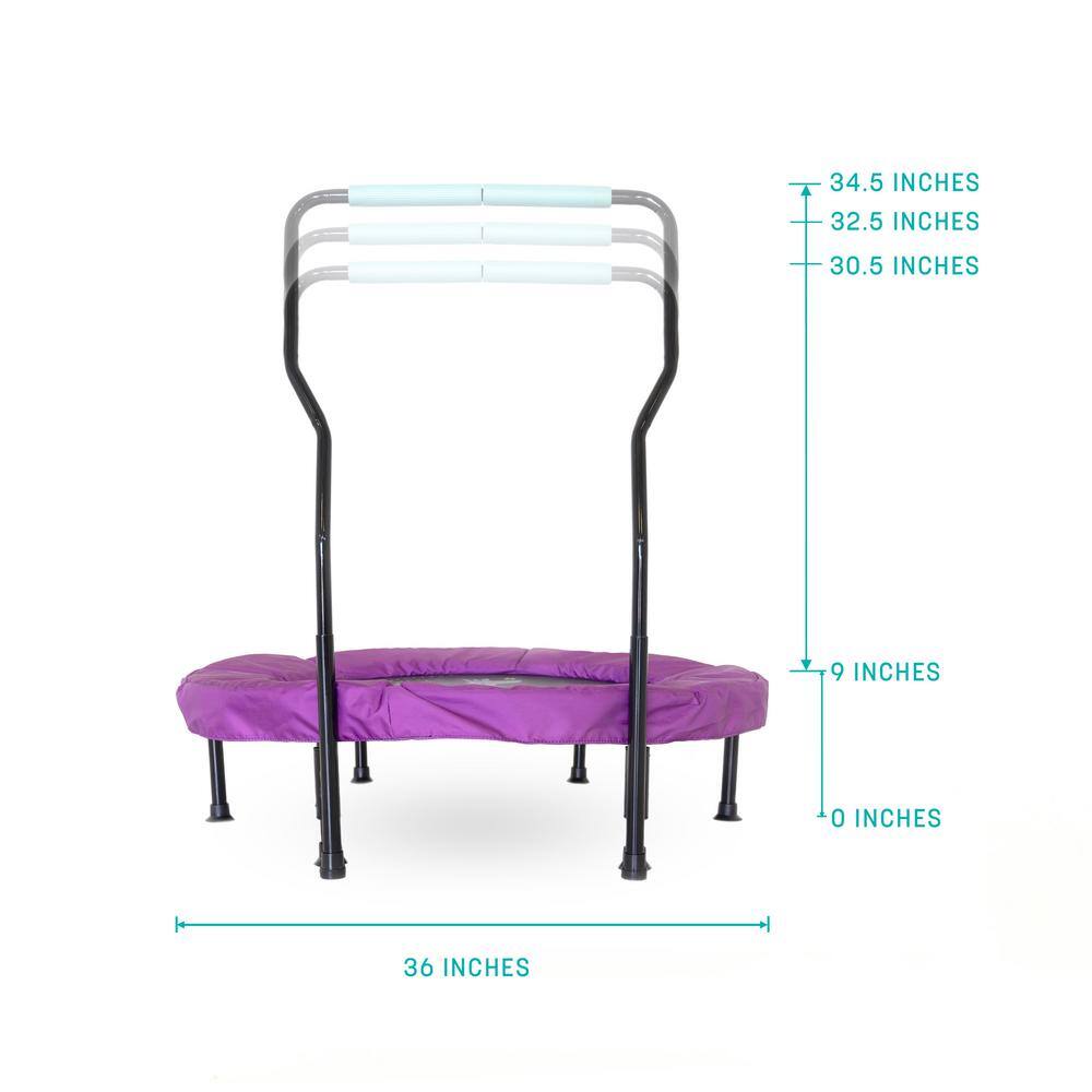 36-Inch Purple Kids' Round Mini Trampoline with Handlebar