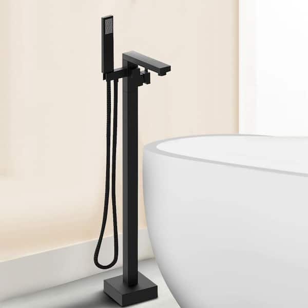 42 7/8-in. 1-Handle Freestanding Bathtub Faucet with Hand Shower Head in Matte Black