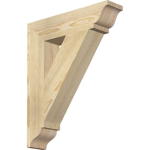 Ekena Millwork 4 in. x 22 in. x 18 in. Douglas Fir Traditional Rough Sawn Bracket