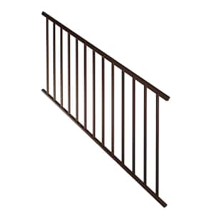 Contemporary 6 ft x 36 in. Brown Fine Textured Aluminum Stair Rail Kit