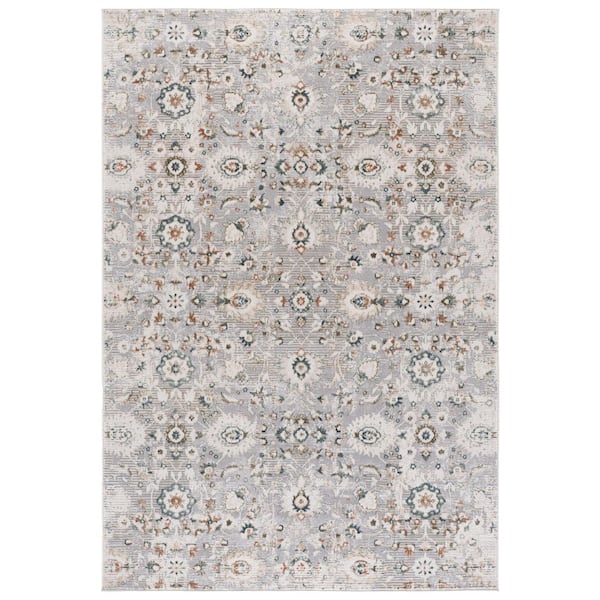 Maven 9 ft. x 12 ft. Gray/Blue Ivory Ornate Area Rug