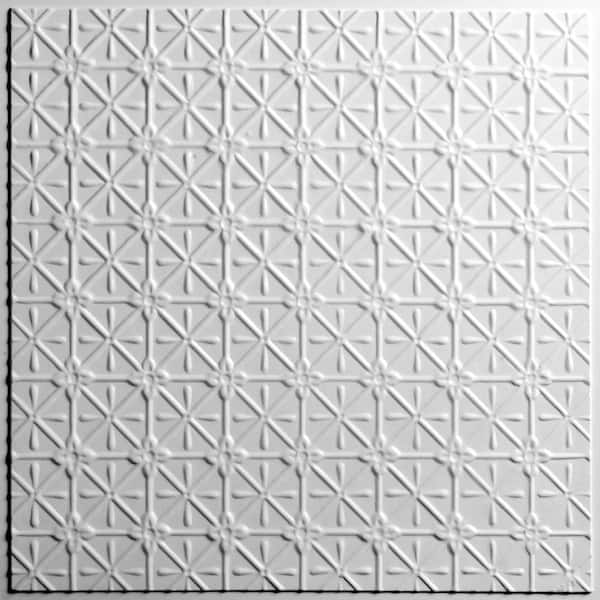 Ceilume Continental White 2 ft. x 2 ft. Lay-in or Glue-up Ceiling Panel (Case of 6)