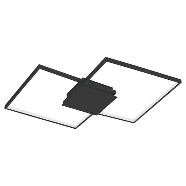 Eglo Milanius 30 in. W x 1.97 in. H Matte Black Integrated LED Flush Mount with White Acrylic Diffuser