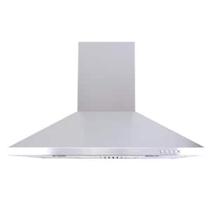 36 in. 580 CFM Residential Wall Range Hood with LED Lights in Stainless Steel