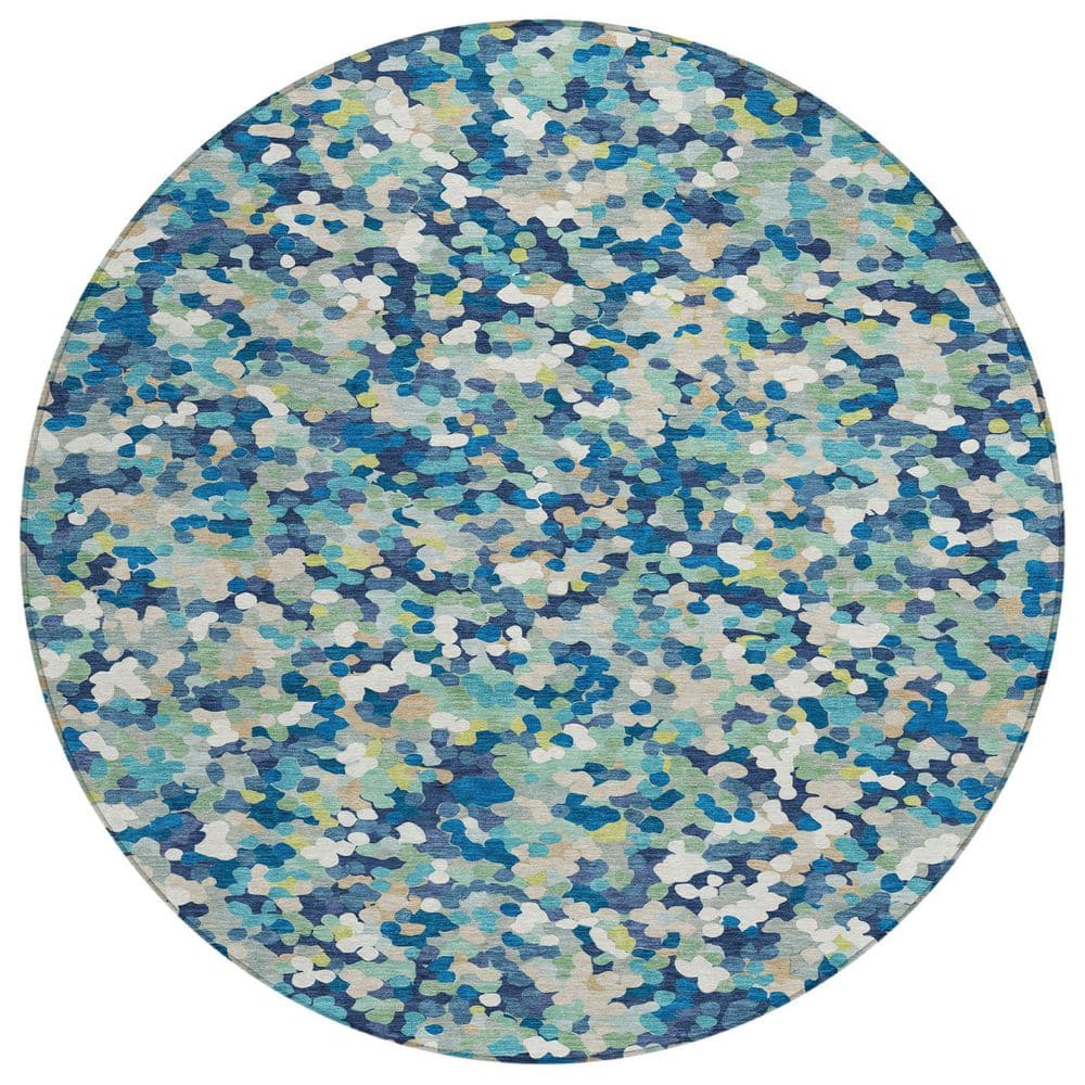 Chantille Machine Washable Indoor/Outdoor Abstract ACN2507 Navy 8 ft. x 8 ft. Round Rug price history on PriceWatchPro
