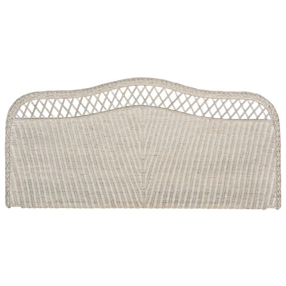 Antique Grey Queen Transitional Rattan Headboard