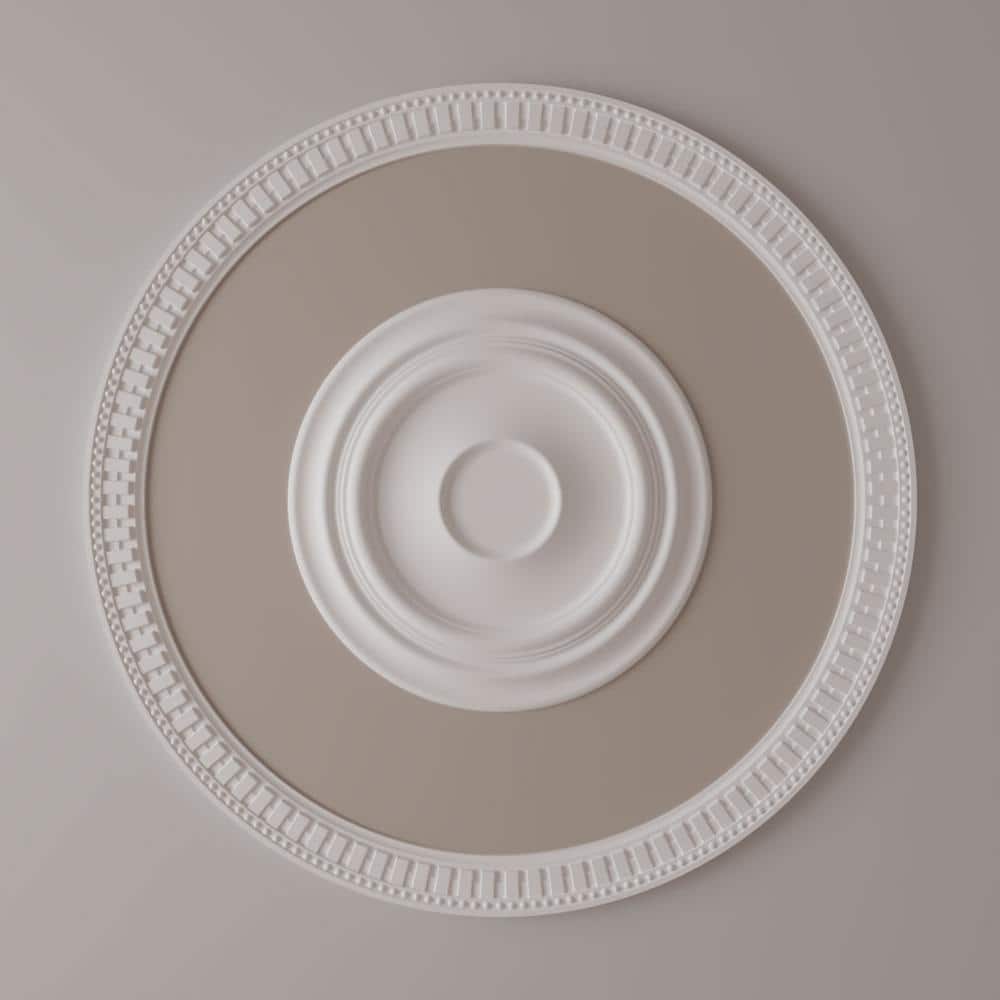 Ekena Millwork 47" Primed Dentil and Bead Decorative Ceiling Ring