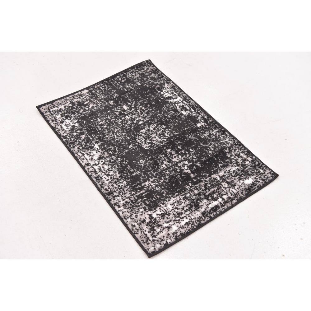 Black Rectangular Stain-Resistant Synthetic Area Rug