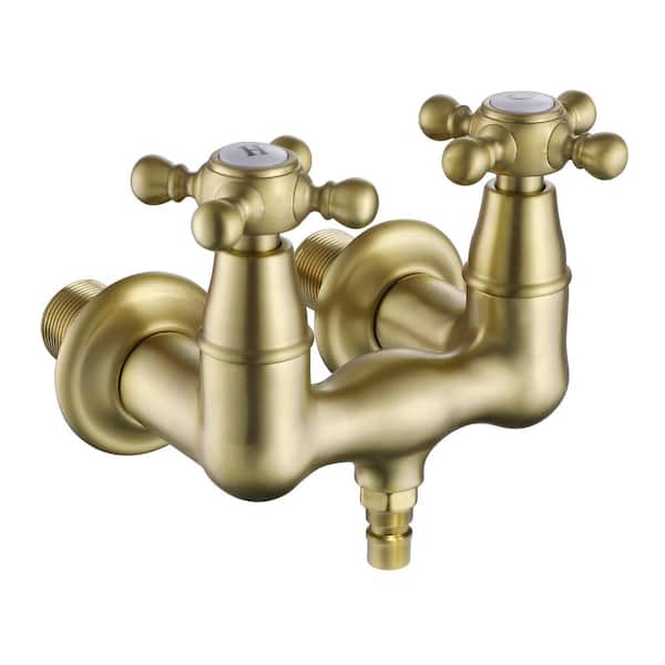 SUMERAIN Vintage Double Handle Claw Foot Tub Faucet with Spot Resistant in Brushed Gold