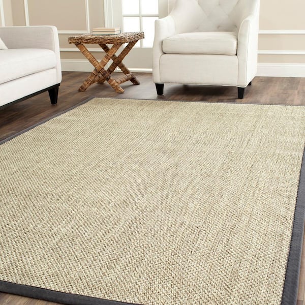 Natural Fiber Marble/Gray 11 ft. x 15 ft. Border Woven Area Rug