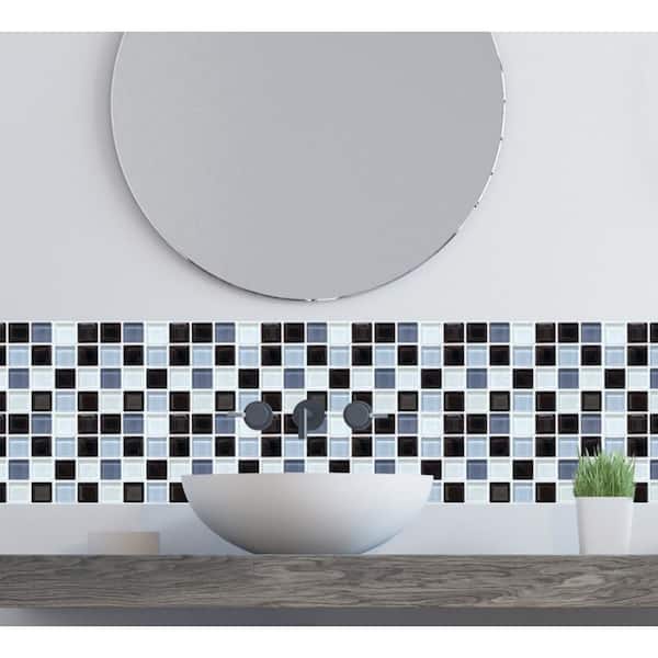 3D Mosaic Self-Adhesive Glossy Gel Backsplash Tile, JM705,8 inchx8 inch/pc (Set of 6pc)