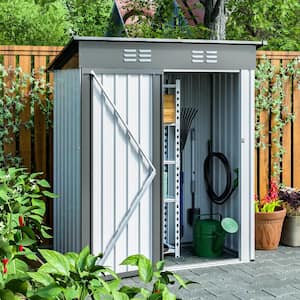 5 ft. W x 3 ft. D Metal Outdoor Metal Storage Shed, Lockable, Covers 15 sq. ft. Backyard, White