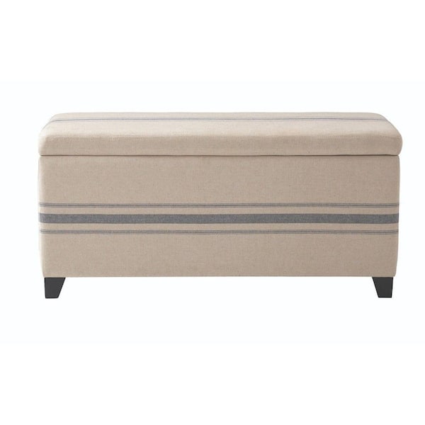 Home Decorators Collection Chambers 42 in. W Navy Stripe Rectangular Storage Shoe Bench