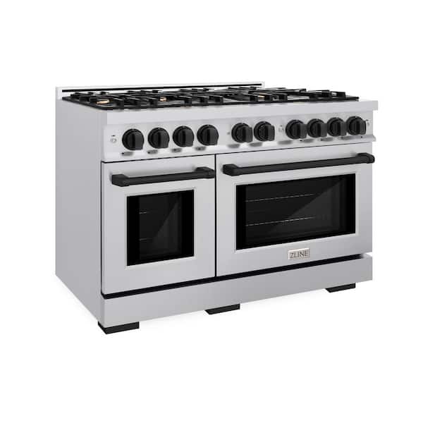 Select 48 in. 8-Burner Gas Range with Double Oven in Stainless Steel and Matte Black