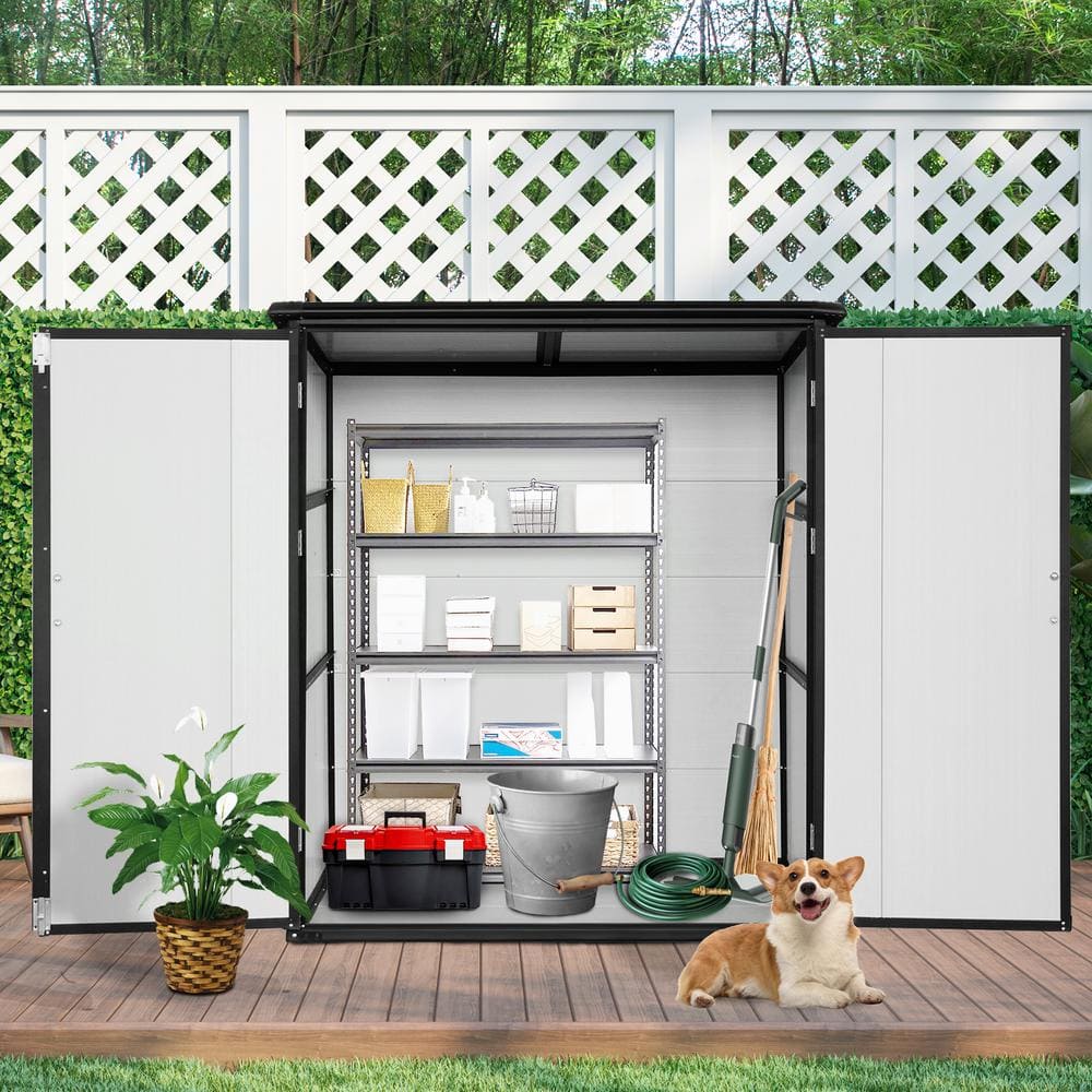 5x3FT Black and White Vinyl Outdoor Storage Shed