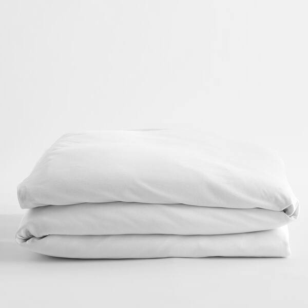 The Company Store Organic Cotton Jersey Knit White Solid Twin Duvet Cover