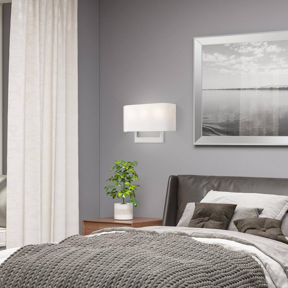 Brushed Nickel 3-Light ADA Compliant Wall Sconce with Fabric Shade
